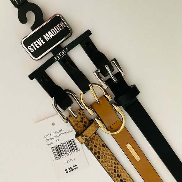 STEVE MADDEN Set of 3 Accessory Belts NWT Size 1X - Picture 3 of 5